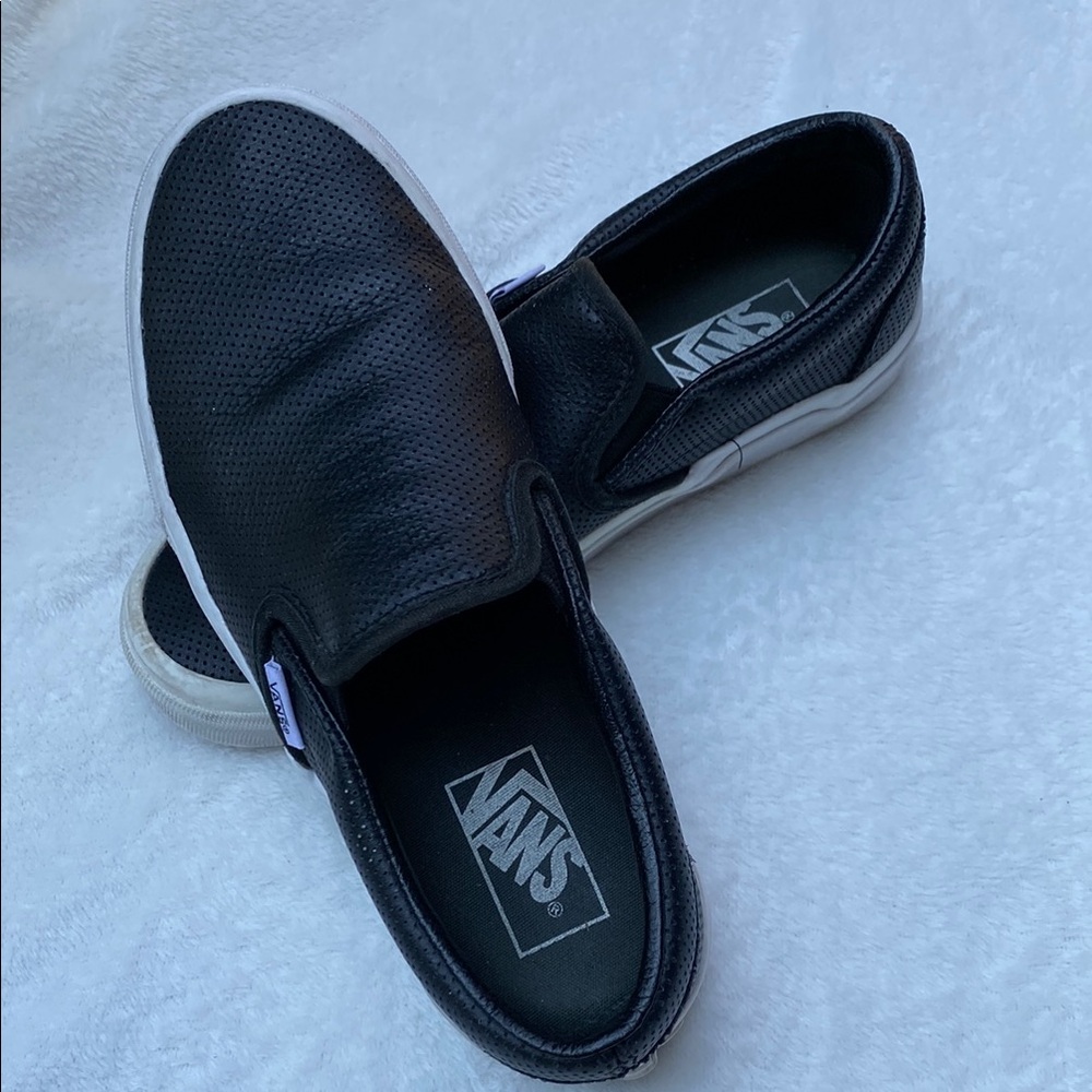 Vans Classic Black and White Canvas Slip-On Loafers